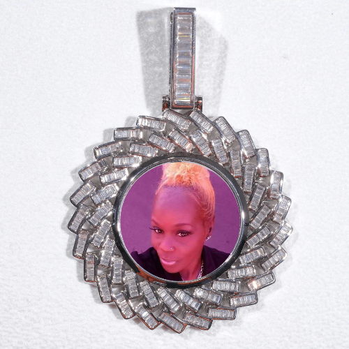 Large 3D Baguette Custom Picture Pendant