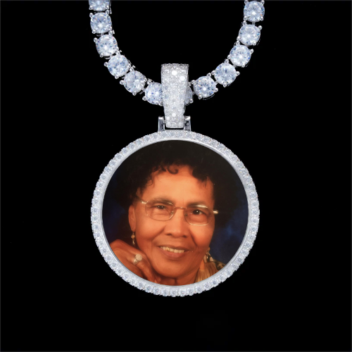 925S & VVS Moissanite 3D Circle Custom Picture Pendant