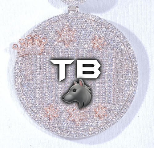 CUSTOM LETTER NECKLACE 3D BIG CROWN DISC