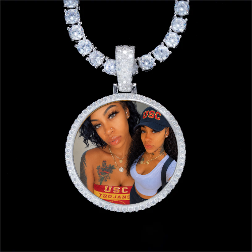 925S & VVS Moissanite 3D Circle Custom Picture Pendant