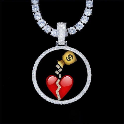 925S & VVS Moissanite 3D Circle Custom Picture Pendant