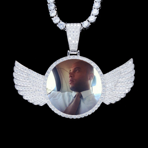 925S & VVS Moissanite 3D Wing Custom Picture Pendant