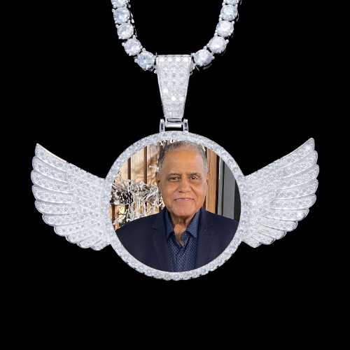 925S & VVS Moissanite 3D Wing Custom Picture Pendant