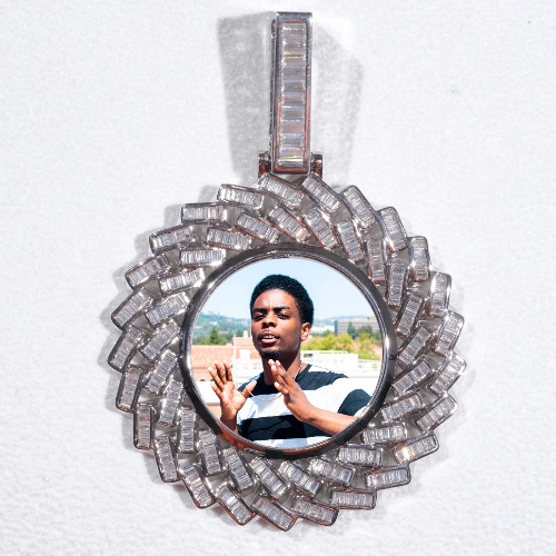 Large 3D Baguette Custom Picture Pendant