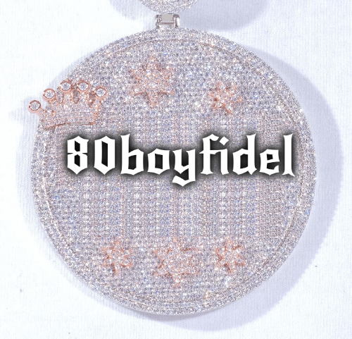 CUSTOM LETTER NECKLACE 3D BIG CROWN DISC