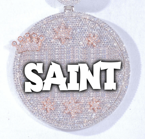CUSTOM LETTER NECKLACE 3D BIG CROWN DISC