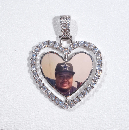 3D Spinning 2-Faced Heart Custom Picture Pendant