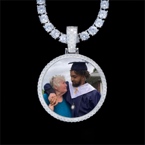 925S & VVS Moissanite 3D Circle Custom Picture Pendant