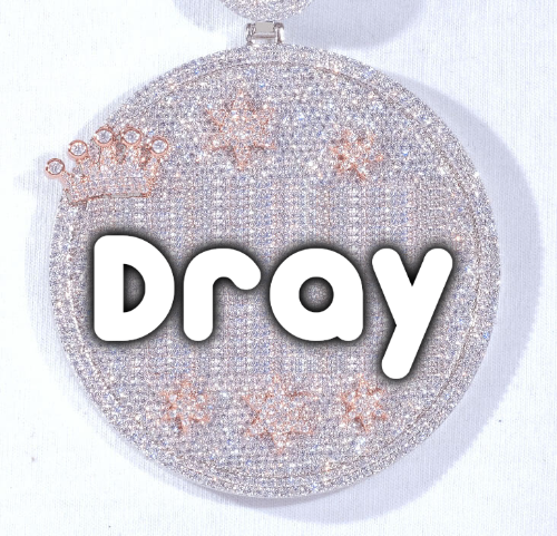 CUSTOM LETTER NECKLACE 3D BIG CROWN DISC