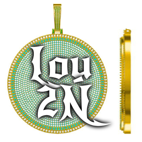 CUSTOM LETTER NECKLACE 3D BIG DISC