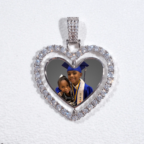 3D Spinning 2-Faced Heart Custom Picture Pendant