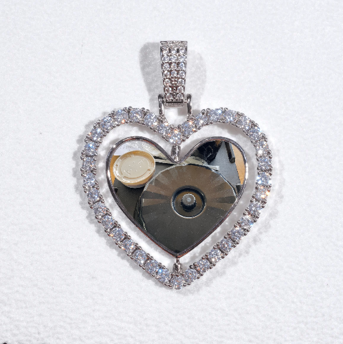 3D Spinning 2-Faced Heart Custom Picture Pendant