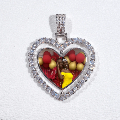 3D Spinning 2-Faced Heart Custom Picture Pendant