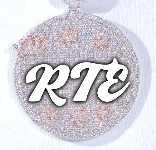 CUSTOM LETTER NECKLACE 3D BIG CROWN DISC