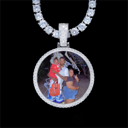 925S & VVS Moissanite 3D Circle Custom Picture Pendant