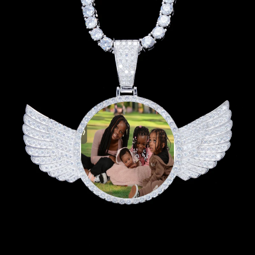 925S & VVS Moissanite 3D Wing Custom Picture Pendant