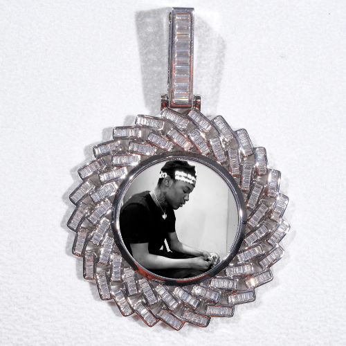 Large 3D Baguette Custom Picture Pendant