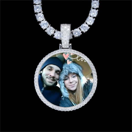 925S & VVS Moissanite 3D Circle Custom Picture Pendant
