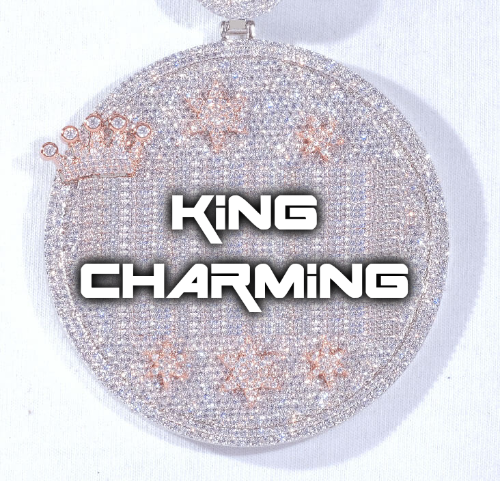 CUSTOM LETTER NECKLACE 3D BIG CROWN DISC