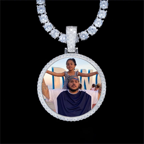 925S & VVS Moissanite 3D Circle Custom Picture Pendant