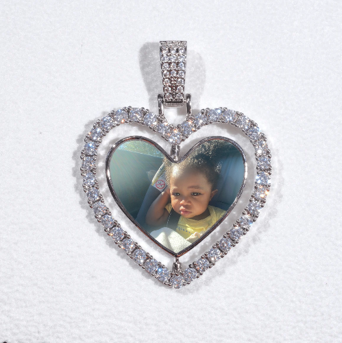 3D Spinning 2-Faced Heart Custom Picture Pendant