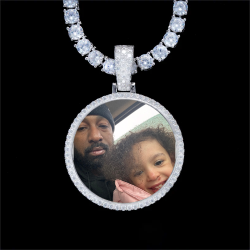 925S & VVS Moissanite 3D Circle Custom Picture Pendant