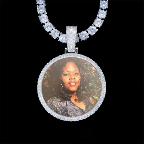 925S & VVS Moissanite 3D Circle Custom Picture Pendant