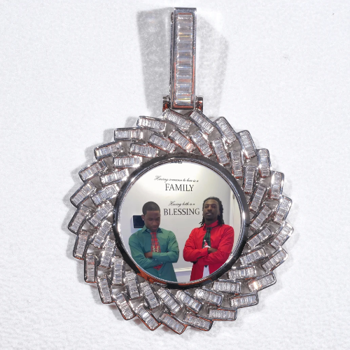 Large 3D Baguette Custom Picture Pendant