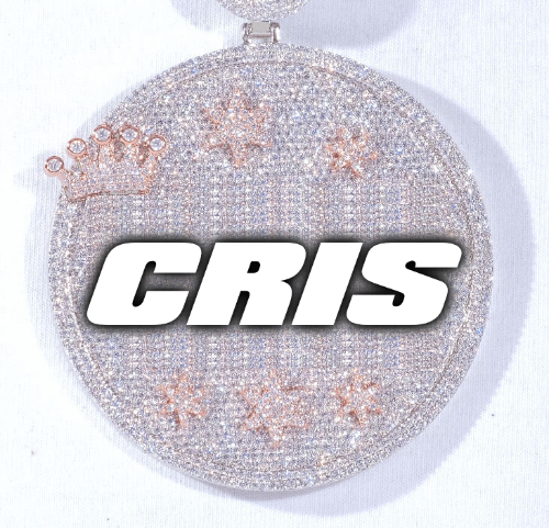 CUSTOM LETTER NECKLACE 3D BIG CROWN DISC