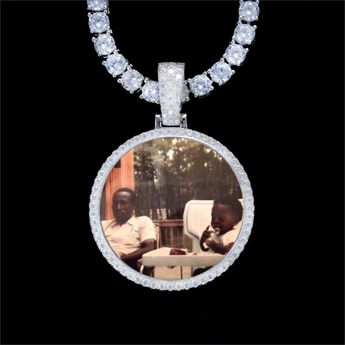 925S & VVS Moissanite 3D Circle Custom Picture Pendant
