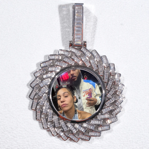 Large 3D Baguette Custom Picture Pendant