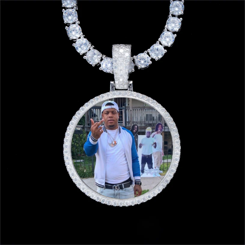 925S & VVS Moissanite 3D Circle Custom Picture Pendant
