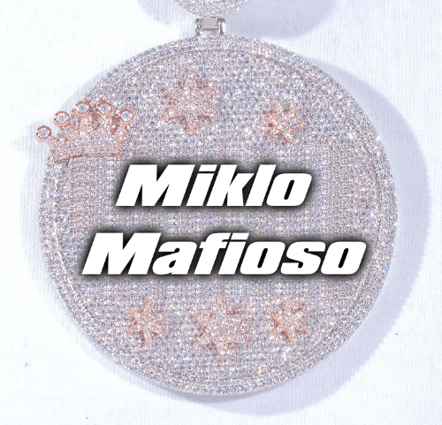 CUSTOM LETTER NECKLACE 3D BIG CROWN DISC
