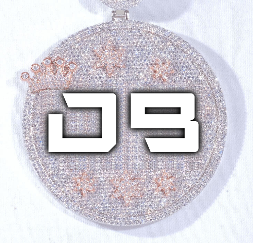 CUSTOM LETTER NECKLACE 3D BIG CROWN DISC