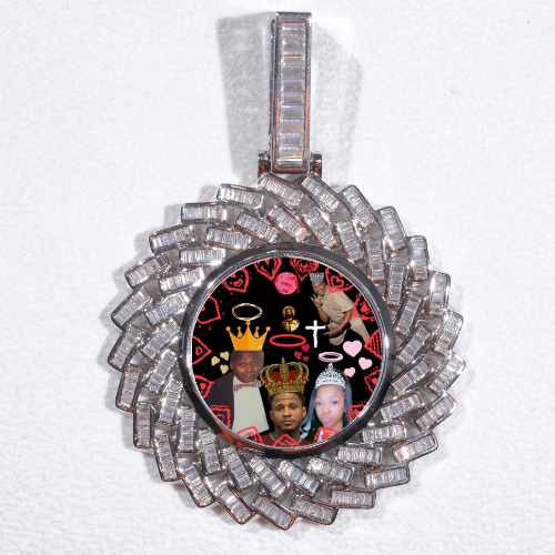 Large 3D Baguette Custom Picture Pendant