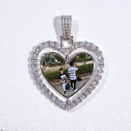 3D Spinning 2-Faced Heart Custom Picture Pendant