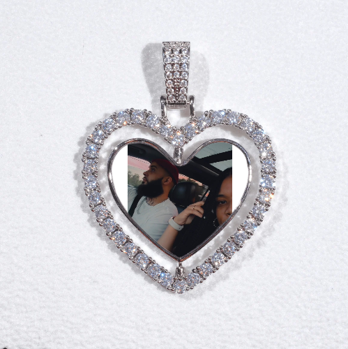 3D Spinning 2-Faced Heart Custom Picture Pendant