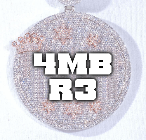 CUSTOM LETTER NECKLACE 3D BIG CROWN DISC