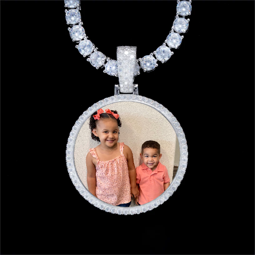 925S & VVS Moissanite 3D Circle Custom Picture Pendant