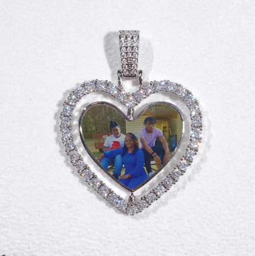 3D Spinning 2-Faced Heart Custom Picture Pendant