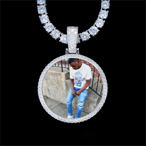 925S & VVS Moissanite 3D Circle Custom Picture Pendant
