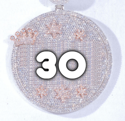 CUSTOM LETTER NECKLACE 3D BIG CROWN DISC