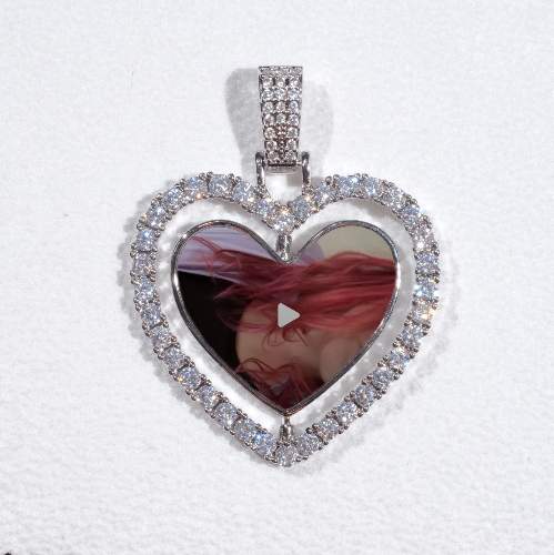 3D Spinning 2-Faced Heart Custom Picture Pendant