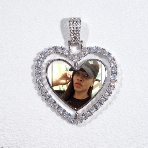 3D Spinning 2-Faced Heart Custom Picture Pendant