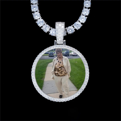 925S & VVS Moissanite 3D Circle Custom Picture Pendant