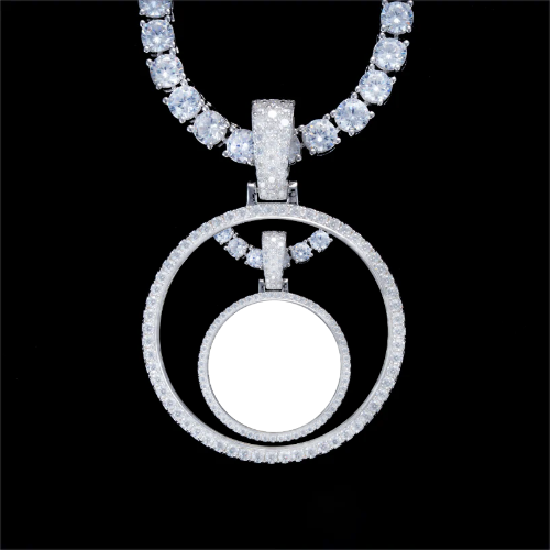 925S & VVS Moissanite 3D Circle Custom Picture Pendant