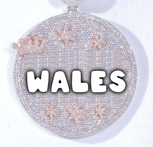 CUSTOM LETTER NECKLACE 3D BIG CROWN DISC