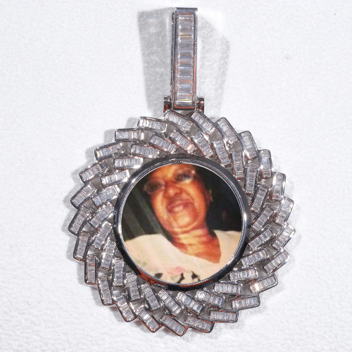 Large 3D Baguette Custom Picture Pendant