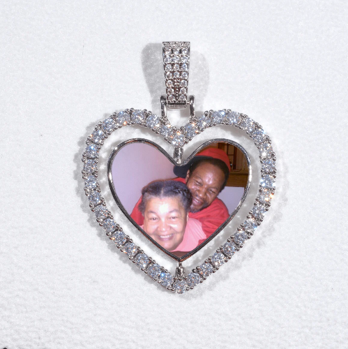 3D Spinning 2-Faced Heart Custom Picture Pendant