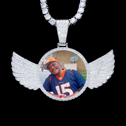 925S & VVS Moissanite 3D Wing Custom Picture Pendant